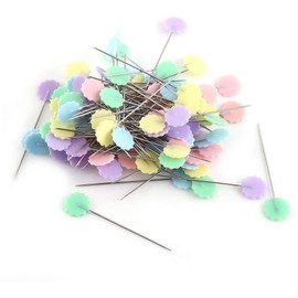 Flower Head Pins,100 Pieces Colorful Patchwork Pins DIY Sewing Straight Needles Quilting Tool for Dressmaking Decorating Crafting Marking Butterfly Shape Plasitic Boxed (Flower Head)