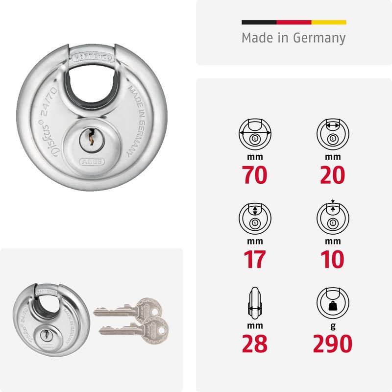 ABUS 1110 Diskus-Hangschloss Typ 24/70SB/F Größe: 70 mm