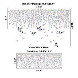 duahappy Flower Butterfly Window Clings Wall Stickers, PVC Double-Sided Hanging Floral Plant Anti Collision Removable Spring Summer Window Decals, Window Cling for Home Party Shop Glass Display