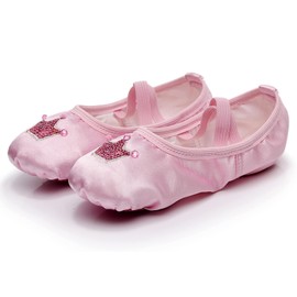 Phineein Zapatos de Ballet para niñas para Practicar Zapatillas de Ballet para Bailar, Corona Rosa, 19 MX Niño pequeño