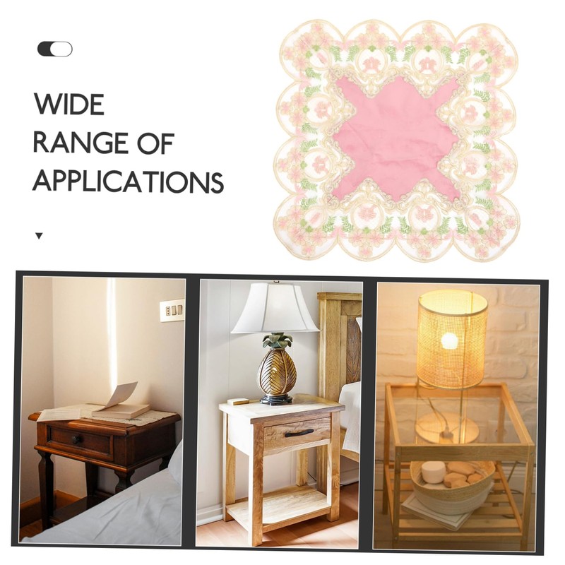 Mikinona Elegant Princess Style Tablecloth Nightstand Cover Decorative End Table