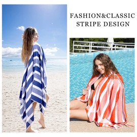 4 Packs Stripe Beach Towel Thin Terry Set for Women Men 60X30 Inch Extra Oversized Large Size Clearance Travel Camping Absorbent Towels Accessories Beach Essentials Blanket Adults Gift Orange White