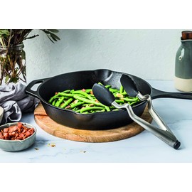 Dreamfarm Clongs Grippy Silicone & Stainless Steel Kitchen Cooking Tongs with Click-Lock Open & Close - 9" Black