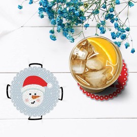 WOWDECOR DIY Diamond Art Coasters to Make Set of 8 with Holder, 5D Christmas Handmade Diamond Painting Coasters Kits Crystal Art Coaster for Car Cups Drinks Home Bar