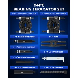 Bearing Puller Set, 5 Ton Capacity Bearing Separator, Pinion Wheel Bearing Removal Kit with 2" and 3" Jaws, Wheel Hub Axle Puller Set, Heavy Duty Bearing Splitter Tool Kit with Blue Case