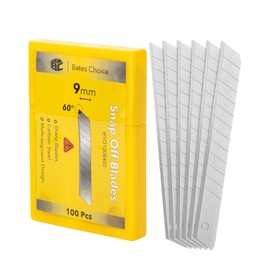 Bates- Snap Off Blades, 100 pcs, 9mm, 60 Degree, Carbon Steel Razor Blades, Razor Blade Retractable