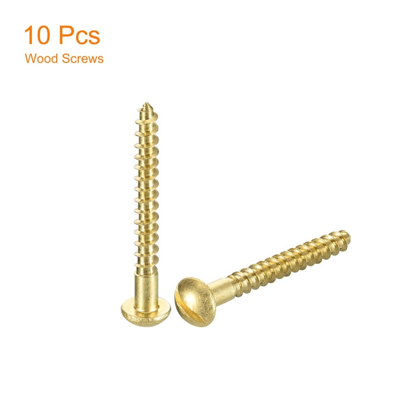 sourcing map Wood Screws M5 x 40mm Slotted Round Head