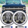 JESUO Pair 7" inch LED Headlights Skull DRL for Chevy