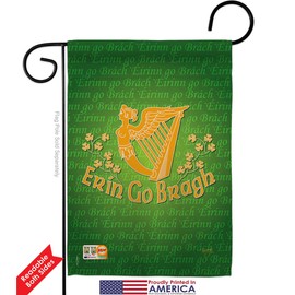 Erin Go Bragh Garden Flag - Pack Spring St Patrick Shamrock Leprechaun Lucky Coin Holiday March Irish Clover USA Applique - House Decoration Banner Small Yard Gift Double-Sided Made In 13 X 18.5