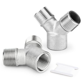 ERGAOBOY 1 PCS Y-Fitting Converter, 1/4" Male x 1/4" Male x 1/4" Female Fractional Tapered Thread, Stainless Steel 304 Cast Thread 3-Way Y-Fitting Union Nut Connector