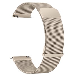 Metal Strap for Garmin Venu Sq/Sq 2 Music Strap/Vivoactive 5/3/Forerunner 55/645/245 Strap, 20mm Stainless Steel Replacement Band with Enhanced Magnet for Venu 2 Plus/Venu Sq Strap (Champagne)