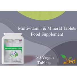 Ved s Multivitamin Preparation with Vitamin A, Vitamin C, Vitamin D, Vitamin E and More | For Men and Women | Full Nutritional Supplement for Energy | 180 Vegan Tablets | Supply for 6 Months