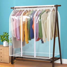 Clear Hanging Garment Bags for Closet Large Window Hanging Clothes Storage Garment Rack Cover Coat Protector with Zipper Fully Enclosed (39"L*19.3"W*47.2"H)