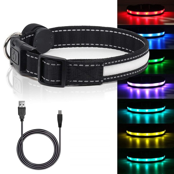LED Safety Dog Collar - USB Rechargeable Light Up Pet