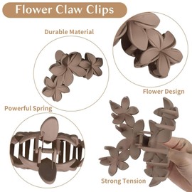4 PCS Flower Hair Claw Clips, Large Non-Slip Matte Hawaiian Plumeria Flower Hair Clips Strong Hold Jaw Clips for Women & Girls