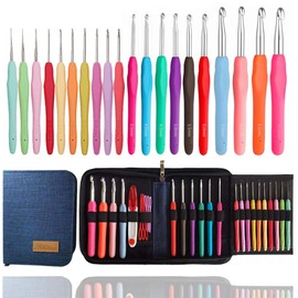 Knitiss 20 Sizes Crochet Hooks 0.5mm-10mm, Ergonomic Crochet Hooks Set with Case for Arthritic Hands
