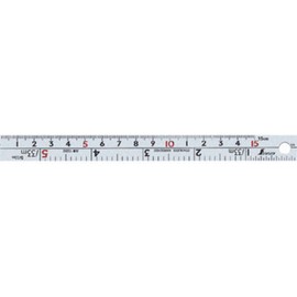 Shinwa Sokutei 13202 Straight Silver Scale W Left Base Point 5.9 inches (15 cm)