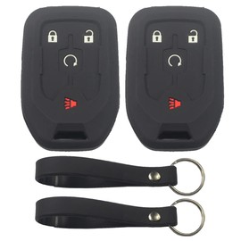 kcpros 2 fundas protectoras de silicona de goma negra con 4 botones para llave inteligente sin llave con llavero compatible con GMC Acadia Terrain 2017-2022