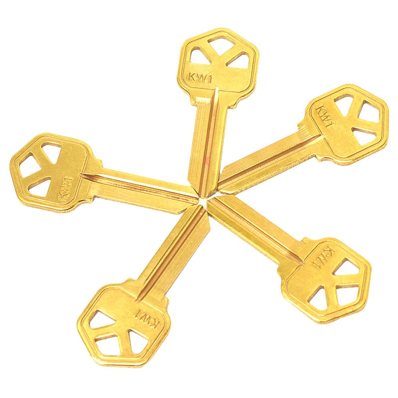 Brass Finish Key Blanks, KW1 Uncut Blank Keys, Pack of