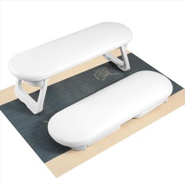 CGBE Reposamanos para uñas, reposamanos de cuero PU, reposamanos antideslizante para manicura, soporte plegable y esponja rebote, reposamanos para diseño de uñas, cuidado de uñas, blanco