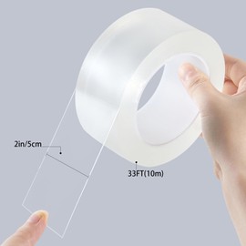 ZZJMCH Transparent Window Weather Sealing Tape, Clear Window Draft Isolation Sealing Film Tape for Door Draft Stopper Adhesive Tape, Doors Windows and Shower Glass Gaps - No Residue (2 Inch x 33Ft)