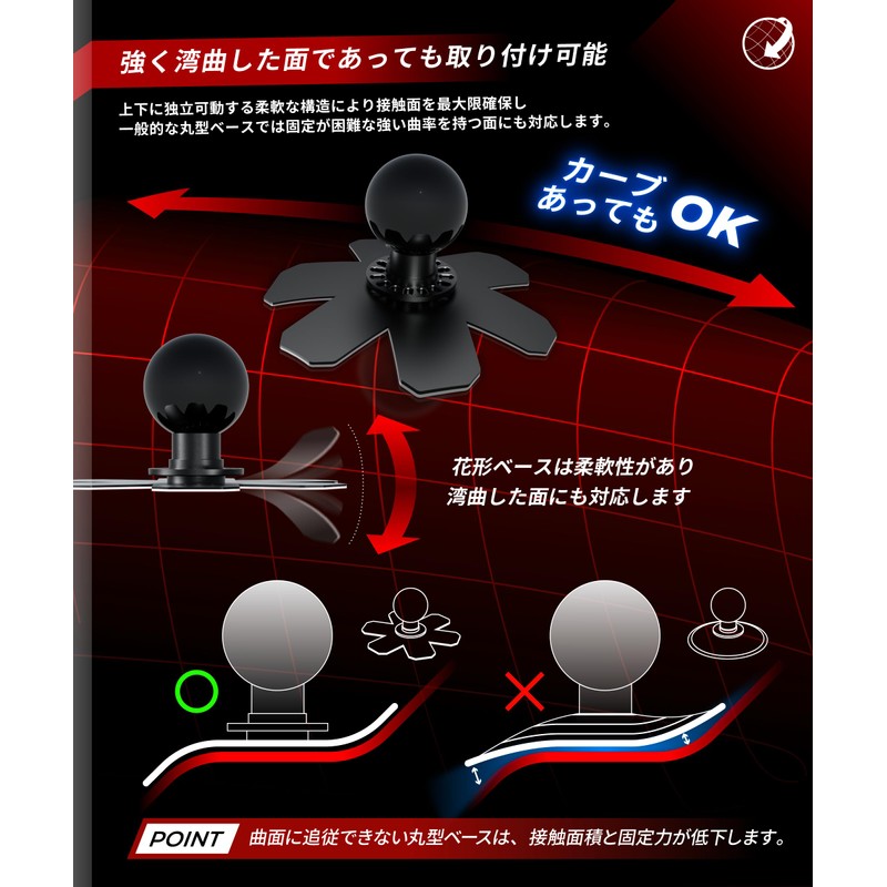 Kaedear KDR-R24 1-Inch Ball, Double-Sided Tape, Base Mount, Flower Shape,