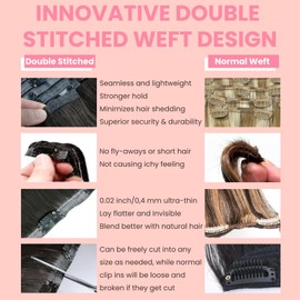 FUOTONBUTY Clip in Extensions Real Human Hair 7pcs, Natural and Seamless 90g (Medium Brown to Honey Blonde, 16 inch)