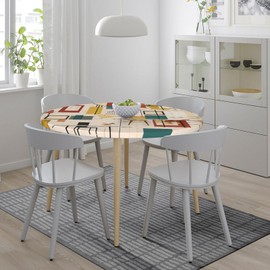 YYHHAOFA Mid Century Modern Pattern Round Table Cloth Medium : Decorative Round Table, Suitable for 40"-50" Round Tables