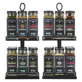 Watkins Countertop Two Tier Rotating Spice Rack, Includes 16 Watkins Organic Spices (16608)