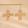 14K Gold Big Cross Dangle Earrings for Women Dainty Large