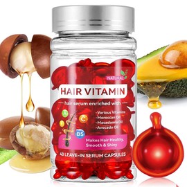 2 Box Hair Treatment Serum Oil Capsules,Enriched with Moroccan Macadamia Avocado Oils Vitamins A C E Pro B5, Leave-in Molecular Repair Hair Vitamins Serum for Dry Damaged Hair. (80 Pcs)