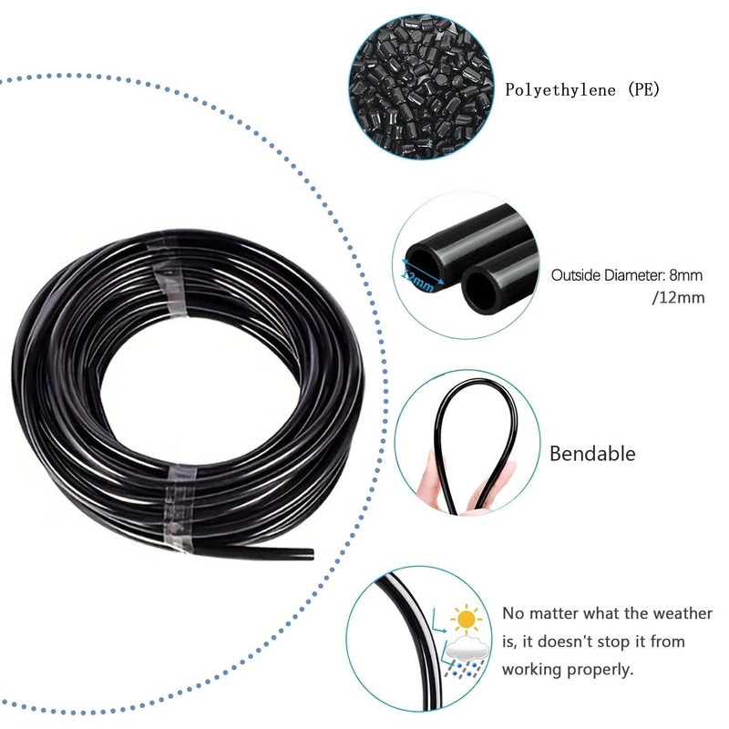 Garden Watering System, Greenhouse Mist Drip Irrigation Kit, 49Ft Hanging