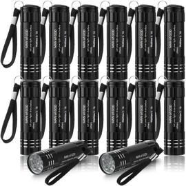 Glooglitter 12 Pcs Man of God Gifts Mini Flashlights Bulk, Aluminum Handheld Flash Light with Lanyard Small LED Flashlights Church Gifts for Men Dad Father's Day Religious Party Favors (Black)