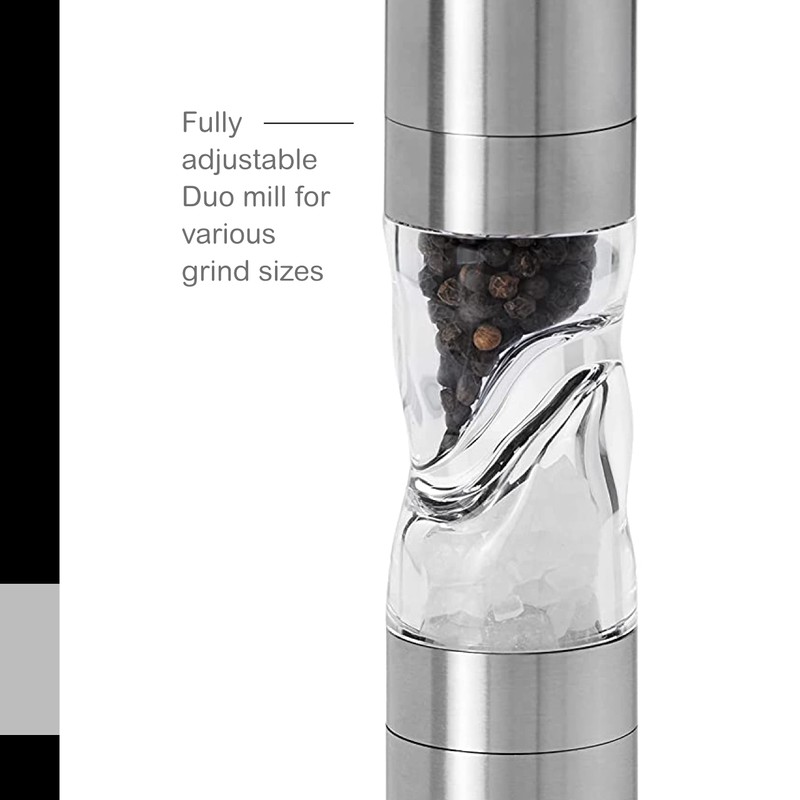 AdHoc Duomill Pure Salt and Pepper Combo Mill - Stainless