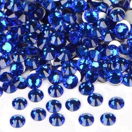 2880PCS Art Nail Rhinestones non Hotfix Glue Fix Round Crystals Glass Flatback for DIY Jewelry Making with one Picking Pen (ss4 2880pcs, Sapphire)