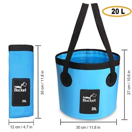 SVUPUE Collapsible Bucket, Folding Water Bucket, Multifunction Folding Bucket for Travel, Hiking, Fishing, 20L, blue