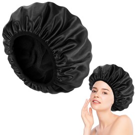 3-Layer Shower Cap, Reusable Extra Large Shower Cap, Women, Waterproof Elastic Shower Cap, Suitable for All Types of Long Hair, Soft Comfortable Lining, Ideal for Girls