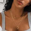 Cuzmly Gold Layered Necklace for Women, Stackable 14k Gold Plated