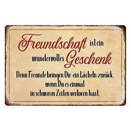 Tin Sign 20 x 30 cm Curved Friendship is A Gift Saying Sayings Decorative Gift Sign