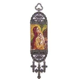 Jeannieparnell 350 - Religious Icon – Holy Blessed Virgin Mary Most Sacred Immaculate Heart - Wall Hanging Tapestry Banner Art Décor - Christian Orthodox Catholic - 21 x 5 cm