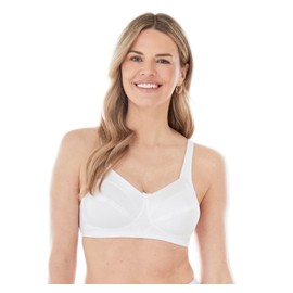 Bestform Women's 5006715 Satin Trim Wireless Cotton Bra with Unlined Cups, White, 36C
