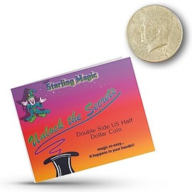 Ted's Sterling Magic Genuine US Double Sided Half Dollar Coins with Instructions for Magic Tricks (1 Coin, Double Heads)