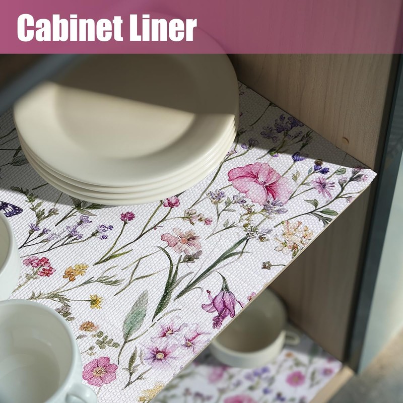 vuacepe Drawer and Shelf Liner for Kitchen Cabinets,Non-Adhesive Drawer Liner,Non-Slip