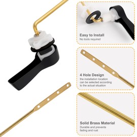 Hibbent 2 Pack Universal Front Mount Toilet Handle Tank Flush Lever Replacement Handle with 2 Pieces Stainless Steel Flapper Chains for Most Front Mount Toilets - Matte Black Finish