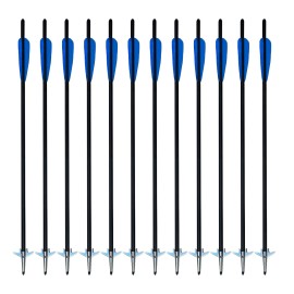 Safari USA 12Pcs 20" Crossbow Bolts Carbon Arrows Half Moon Nocks With 12Pcs Broadheads - Include Silvery broadhedas