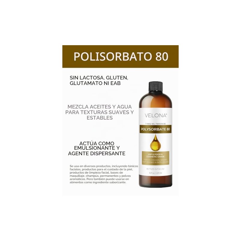velona Polisorbato 82 - 8 onzas, grado alimenticio y cosmético,