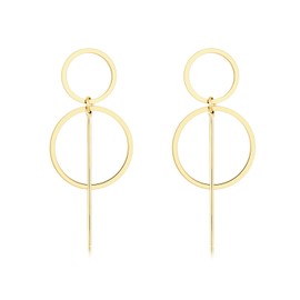 Silber Ohrringe für damen 925 Doppelte Ohrringe, die durch einen Steg. Creolen aus Silber 925 für Damen oder 18K Gold, ideal als Geschenk zum Muttertag... Ohrringe mädchen. (Vergoldung)