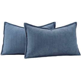 Madizz Textured Chenille Cushion Covers Set of 2 Super Soft Decorative Throw Pillow Covers Boho Pillowcases Modern Home Decor for Sofa Bedroom 12x20 inch, 30x50 cm, Dusty Blue