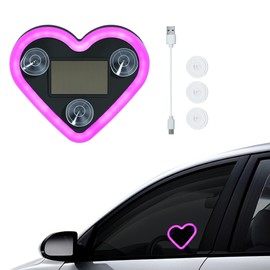 Mcbazel Car LED Ambient Light, Rechargeable Solar-Powered Heart-Shaped LED Light, 6 Lighting Modes, Romantic Car, Outdoor Decor, Ideal Gift for Couples, Women, Men - Pink (1 Pcs)