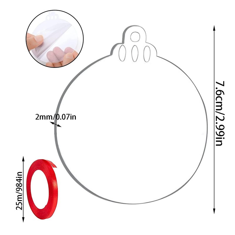 TSKDKIT Pack of 30 Acrylic Christmas Baubles 7.6 cm Acrylic